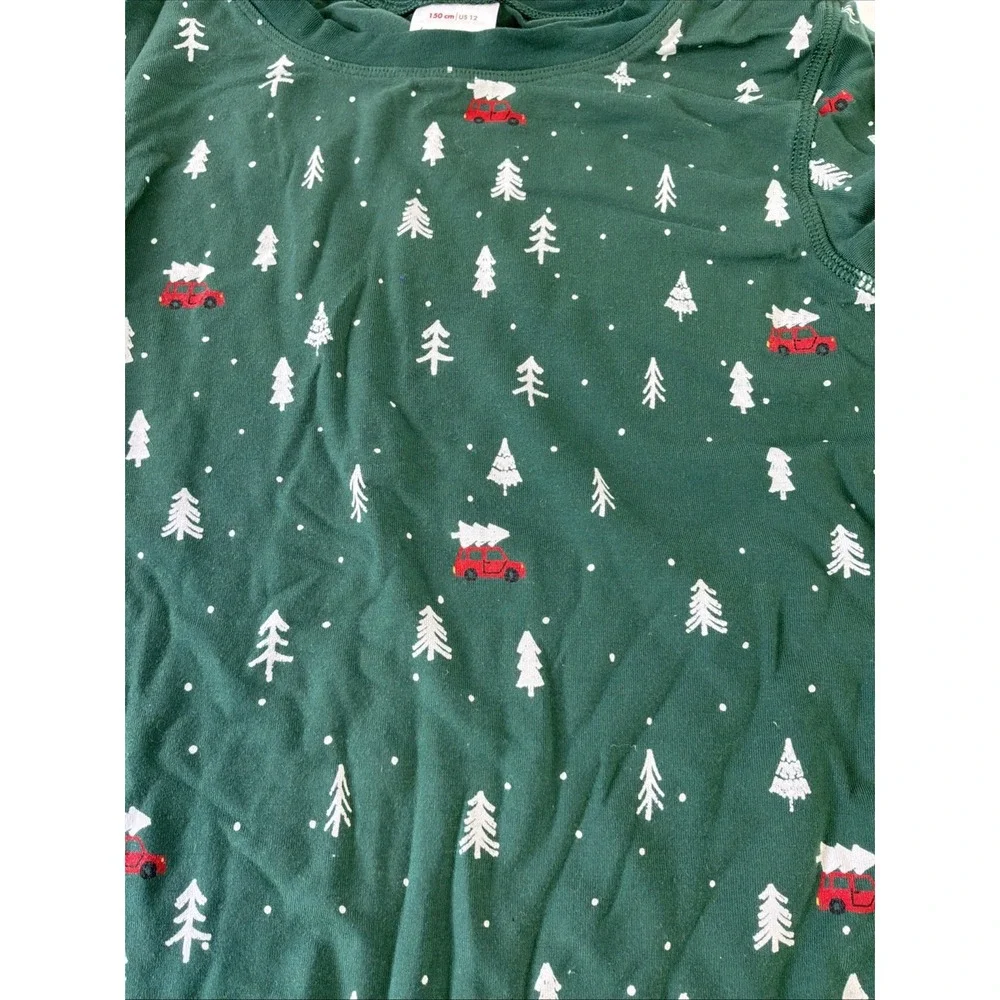 Hanna Anderson Green Christmas Tree Pajama Size 150 / Us 12 Lycocel Spandex